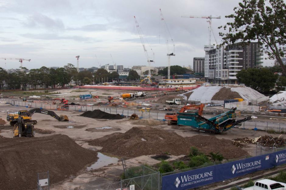 A new development being constructed opposite the City West Housing complex in Sydney's Zetland.